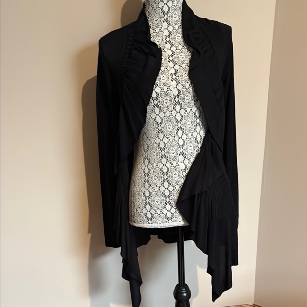 Chic Black Draped Cardigan